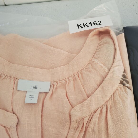 J.Jill Womens Peach Embroidered Short Sleeve Peasant Blouse Size L Pullover - Picture 9 of 9